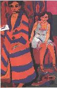 Ernst Ludwig Kirchner Selfportrait with model USA oil painting artist